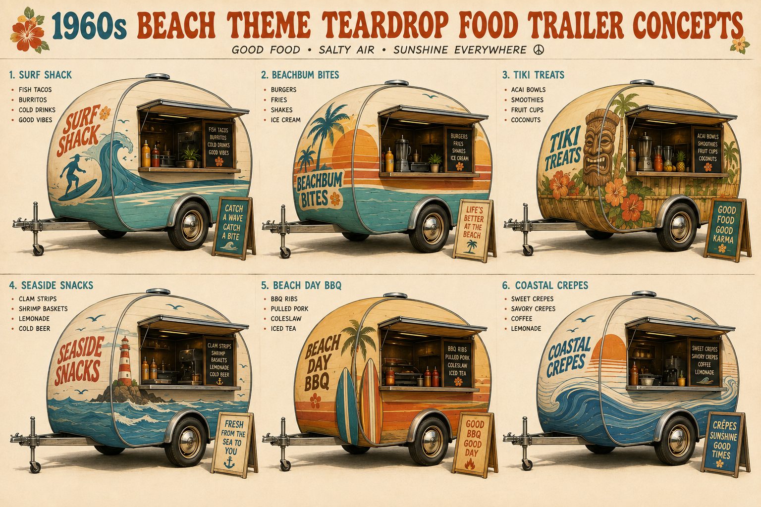 Board of beach theme teardrop concepts