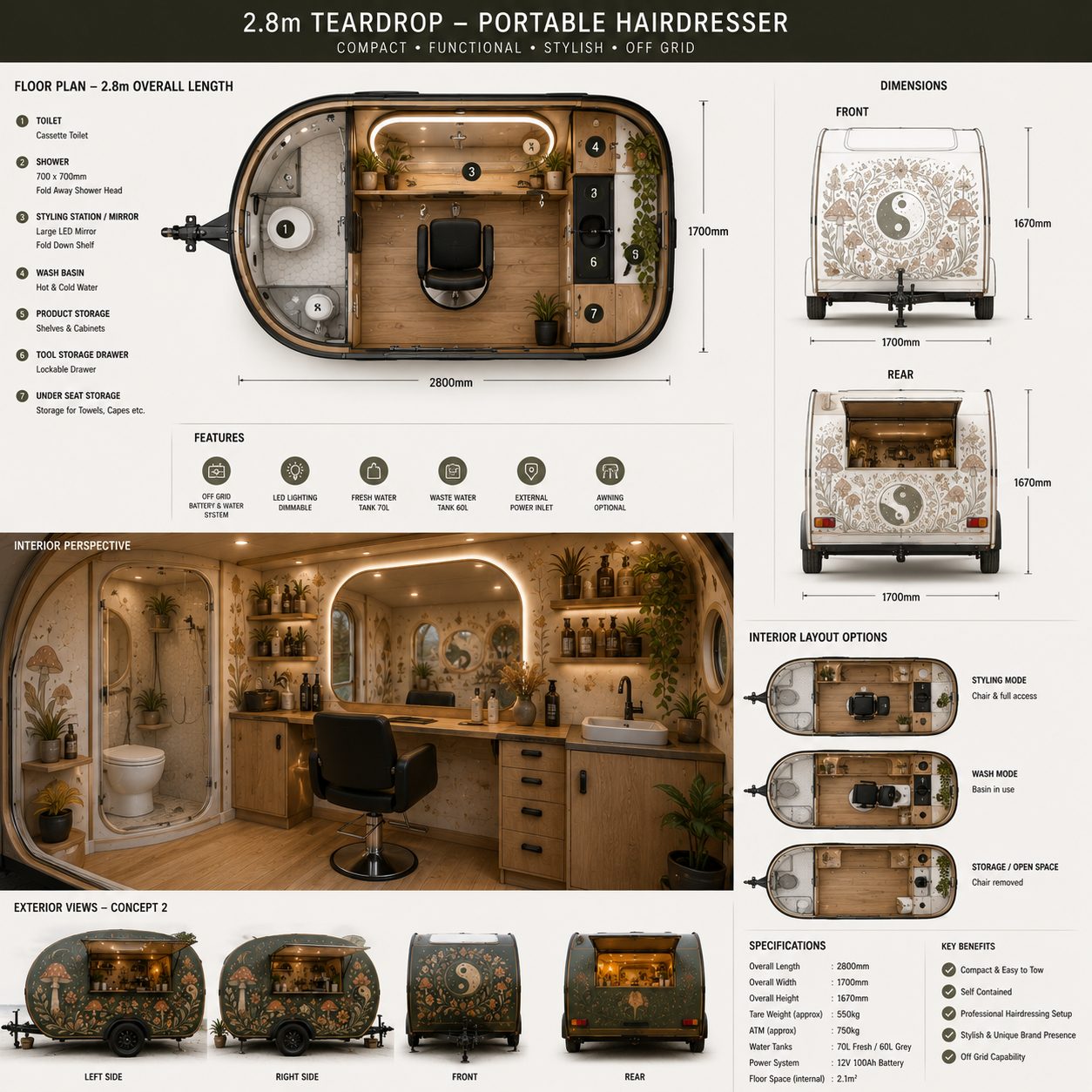 Portable hair salon trailer concept
