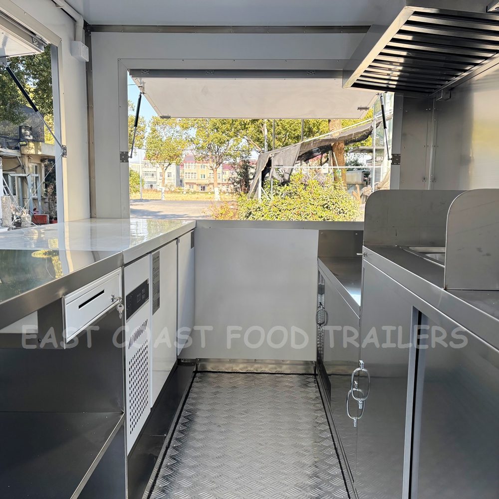 Stainless steel interior with under-bench fridge
