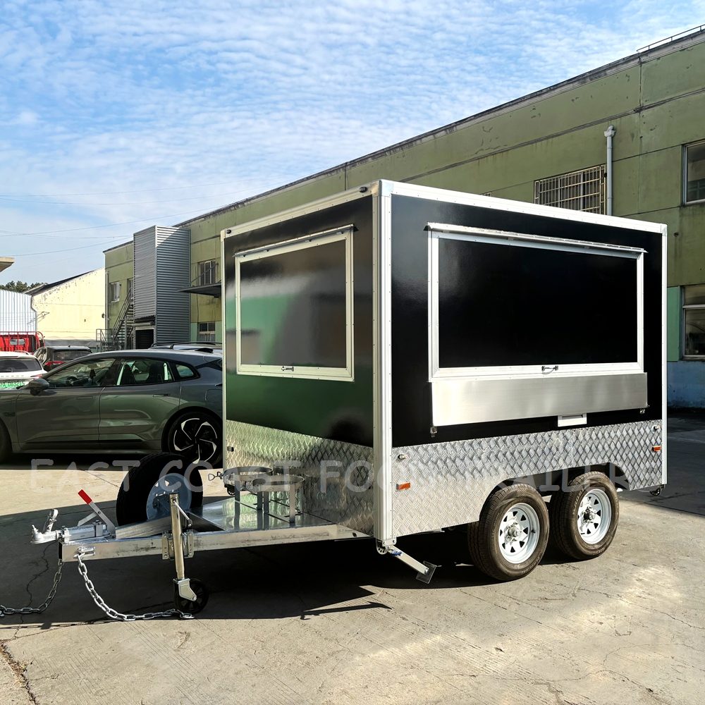 Mid-size trailer with wide service window